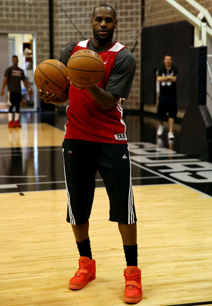 LeBron James wearing Nike Air Yeezy II 2 Red October (1)