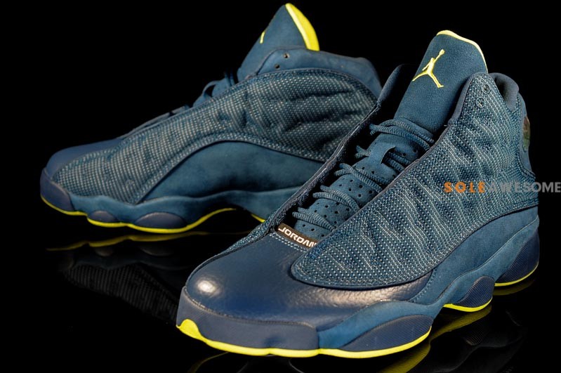 blue and yellow jordan 13