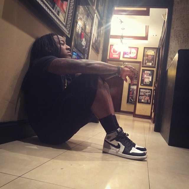 Ace Hood wearing Air Jordan I 1 OG High Barons