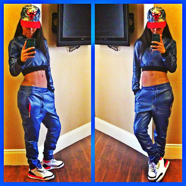 Teyana Taylor wearing Air Jordan III 3 Retro Fire Red