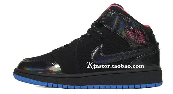 Air Jordan 1 Phat Girl's Black Spark Blue Crystal 454659-001