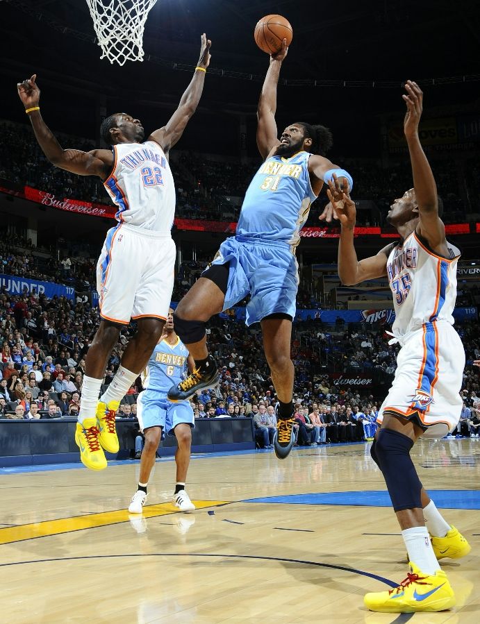 Jeff Green wearing the Nike Zoom Hyperfuse; Kevin Durant wearing the Nike Zoom Hyperfuse