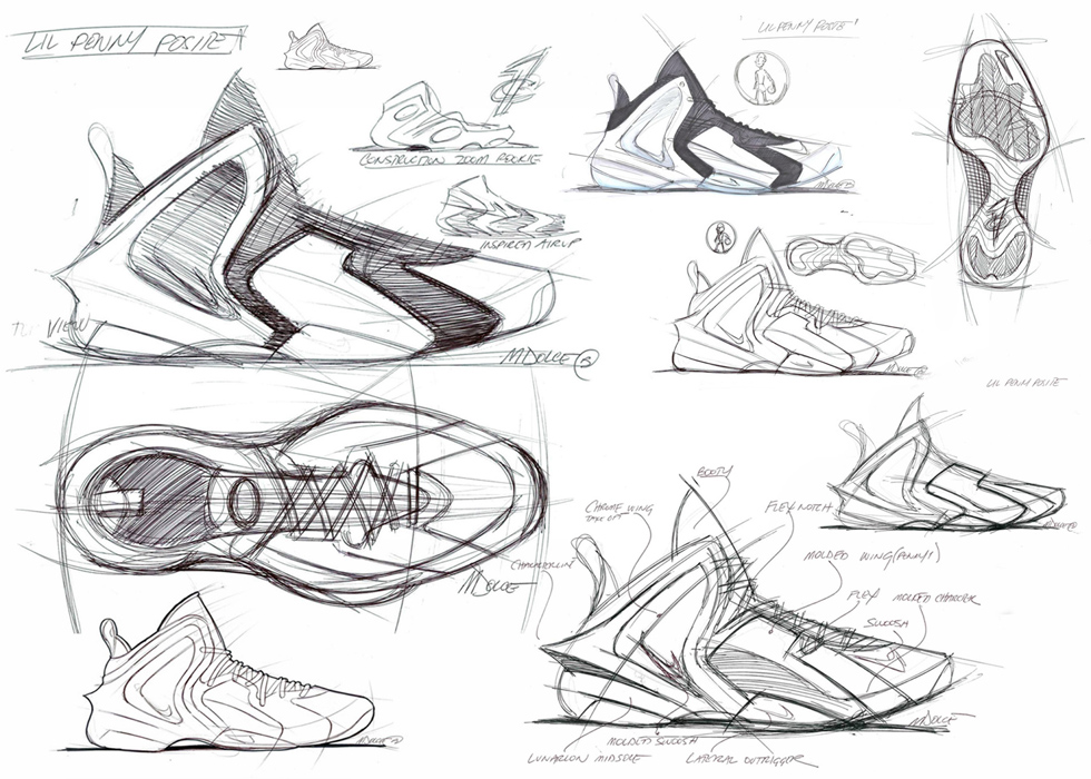 Sneaker Sketch of the Week // Marc Dolce's Nike Lil Penny Posite | Sole ...