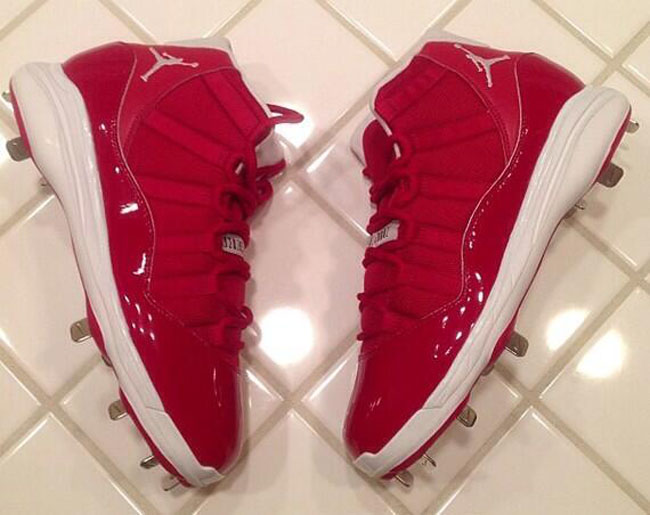 Jordan 11 red store cleats