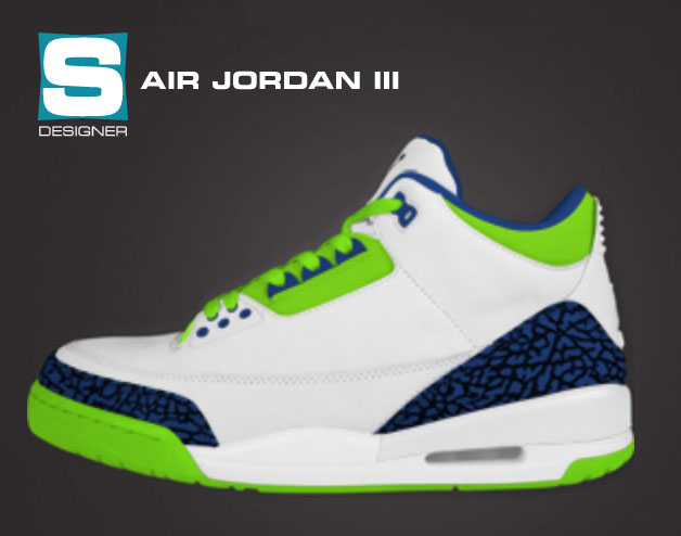 Sole Designer // Air Jordan III 3 Terrell Owens PE Seattle Seahawks White