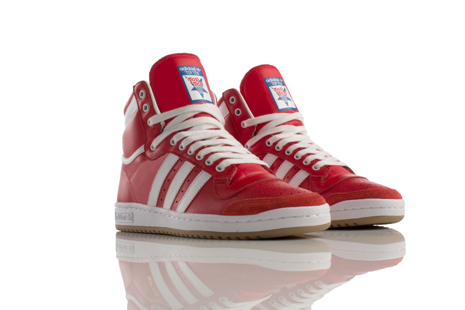 red and white adidas top ten