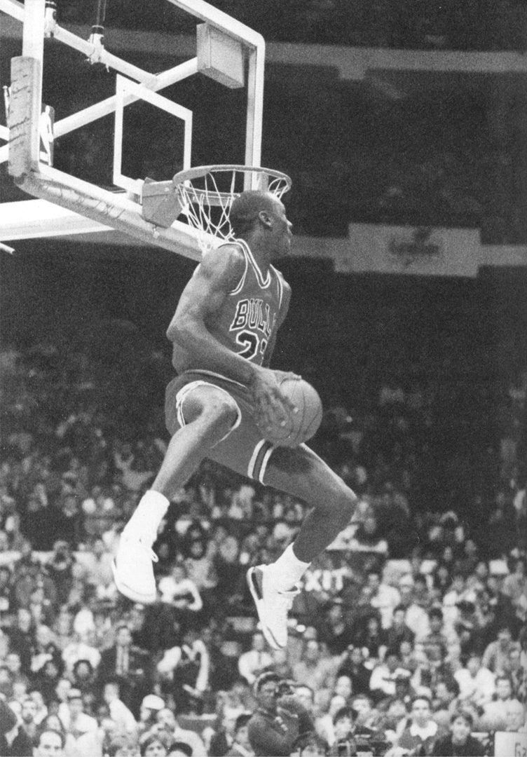 Michael Jordan wearing the "Cement" Air Jordan III