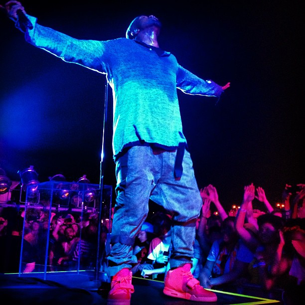 Kanye West wears Nike Air Yeezy 2 All-Red at Governor's Ball (6)