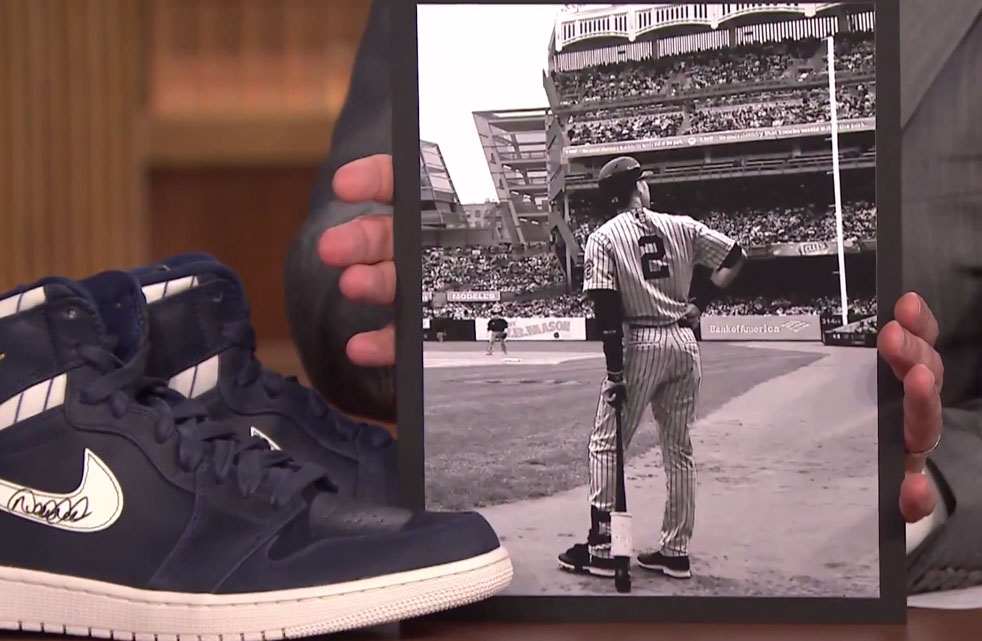 Derek Jeter Signs His Air Jordan 1 for Jimmy Fallon on The Tonight