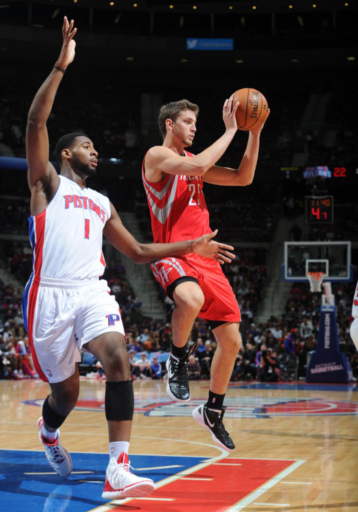 Andre Drummond wearing adidas adizero Shadow White Red