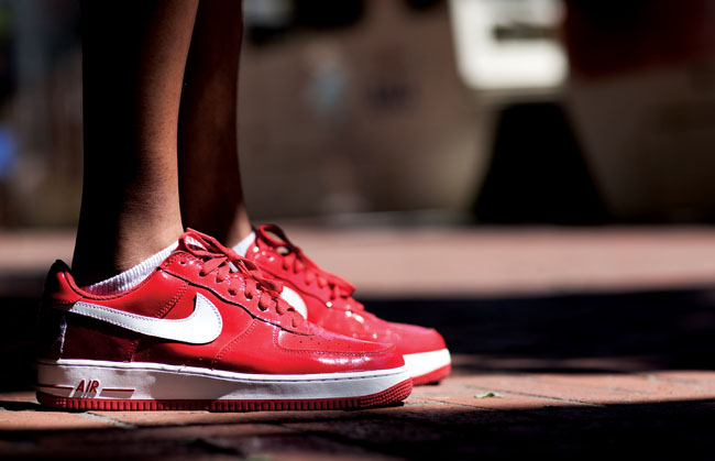 red patent leather air force ones