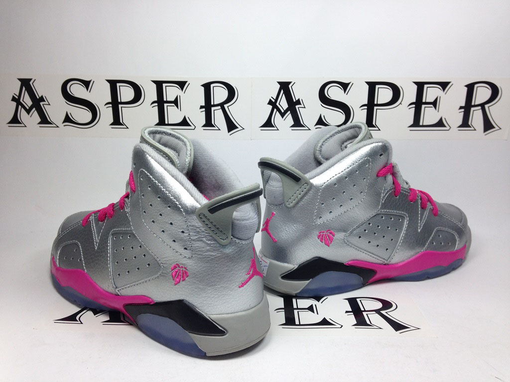 Air Jordan 6 Girls Silver/Pink (3)