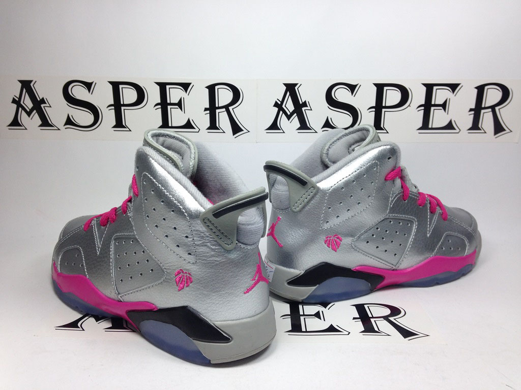 Silver Pink Girl s Air Jordan 6 for Valentine s Day Complex