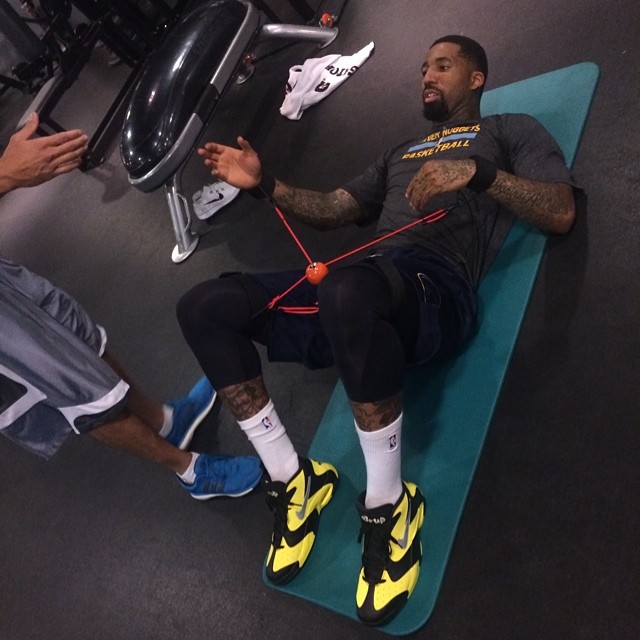 Wilson Chandler wearing Nike Air Up '14 Black/Yellow