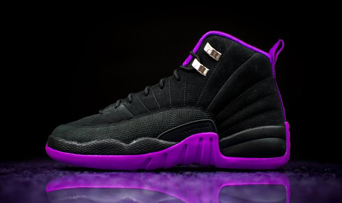 black and purple jordans 12s