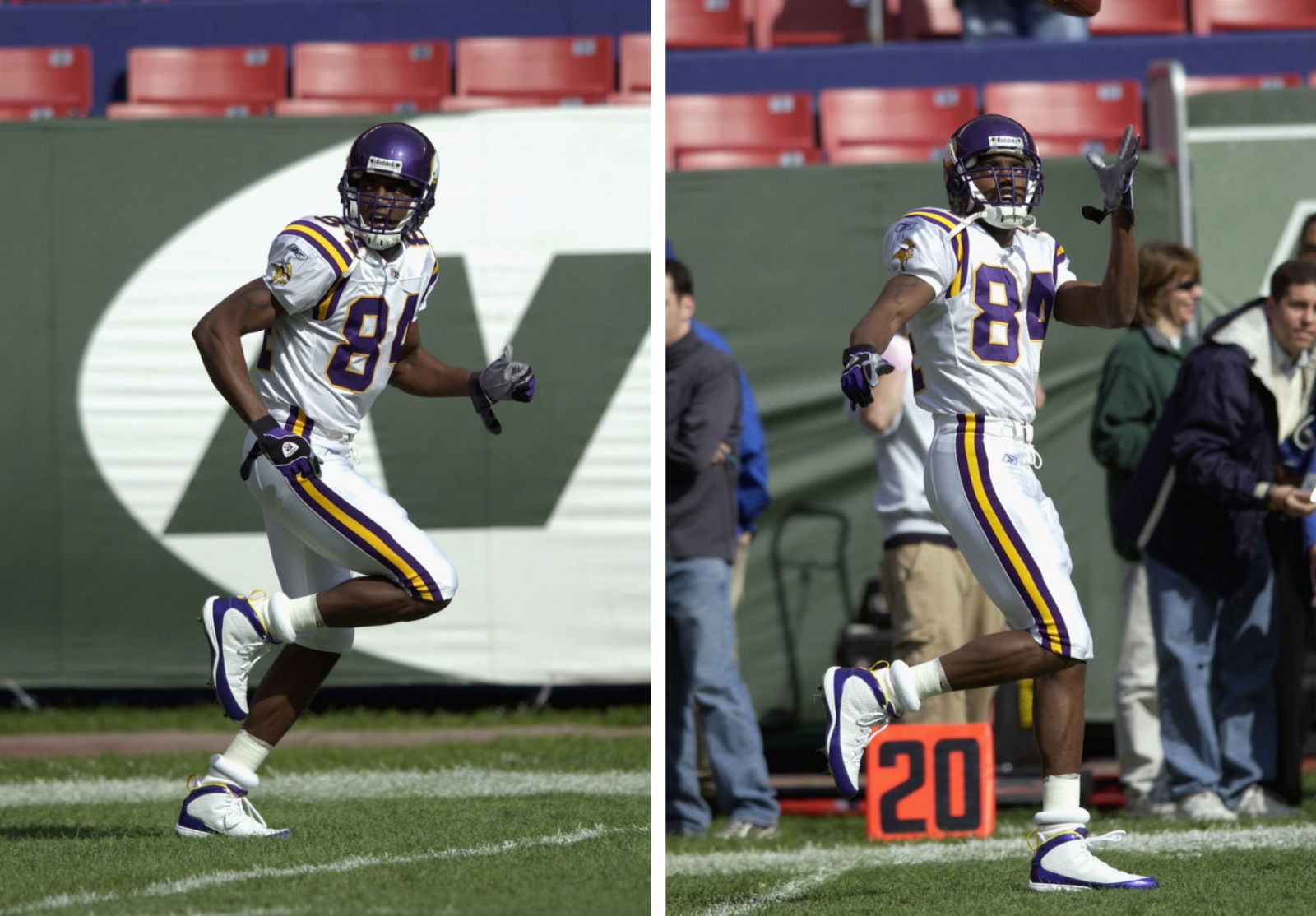 Randy Moss wearing Air Jordan IX 9 Minnesota Vikings PE (6)