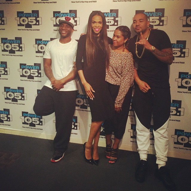 Charlamagne wearing Air Jordan XI 11 Bred; DJ Envy wearing Nike Air Foamposite One Triple Black Suede