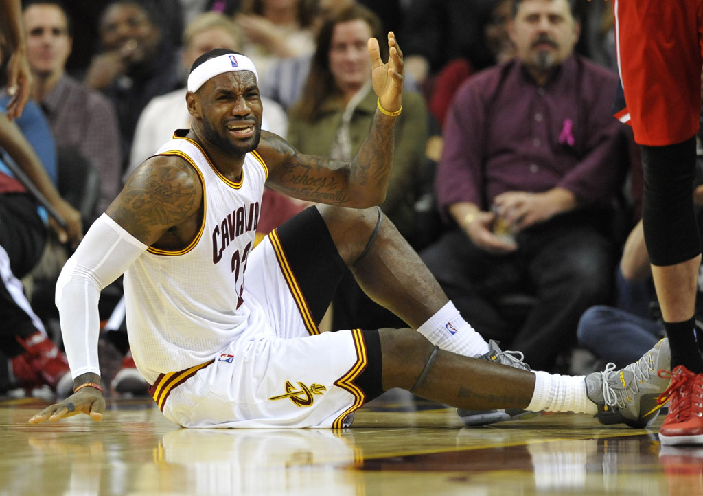 LeBron James wearing Nike LeBron XII 12 Grey/Yellow PE (1)