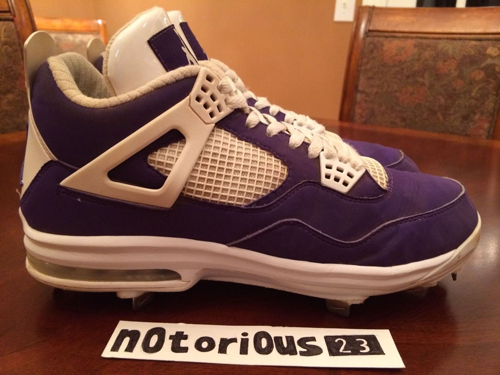 purple metal baseball cleats