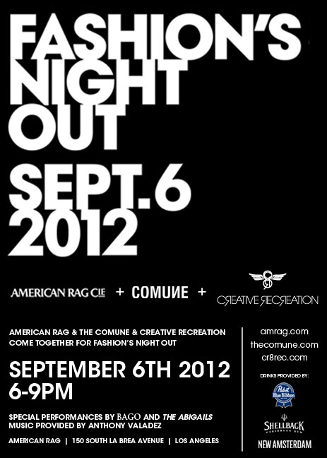 Fashion's Night Out with Creative Recreation, American Rag & The Comune