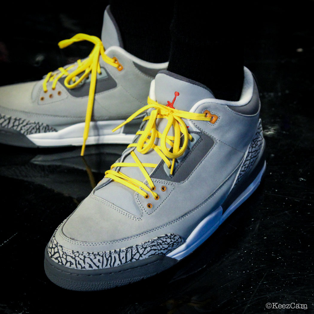SoleWatch // Up Close At Barclays for Nets vs Lakers - Nick Young wearing Air Jordan 3 Cool Grey