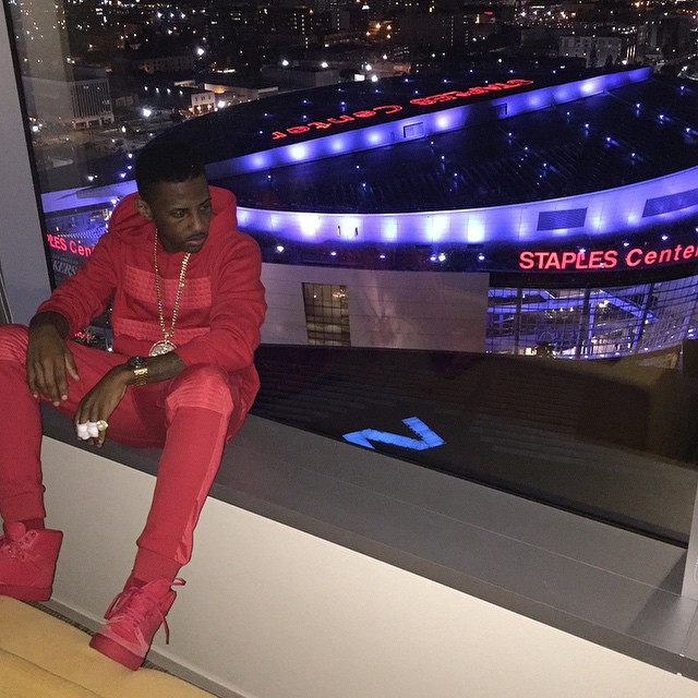 Fabolous wearing Balenciaga Pleated Red