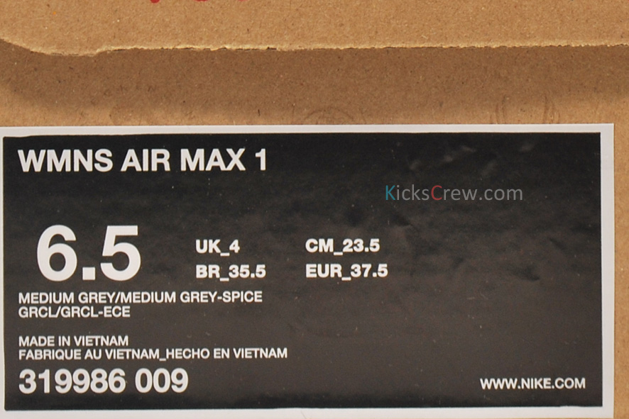 Nike Air Max 1 Medium Grey Spice 319986-009