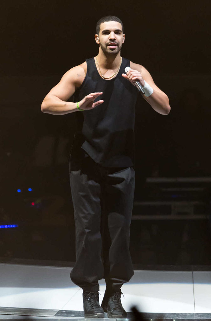 Drake wearing Air Jordan 12 OVO Black