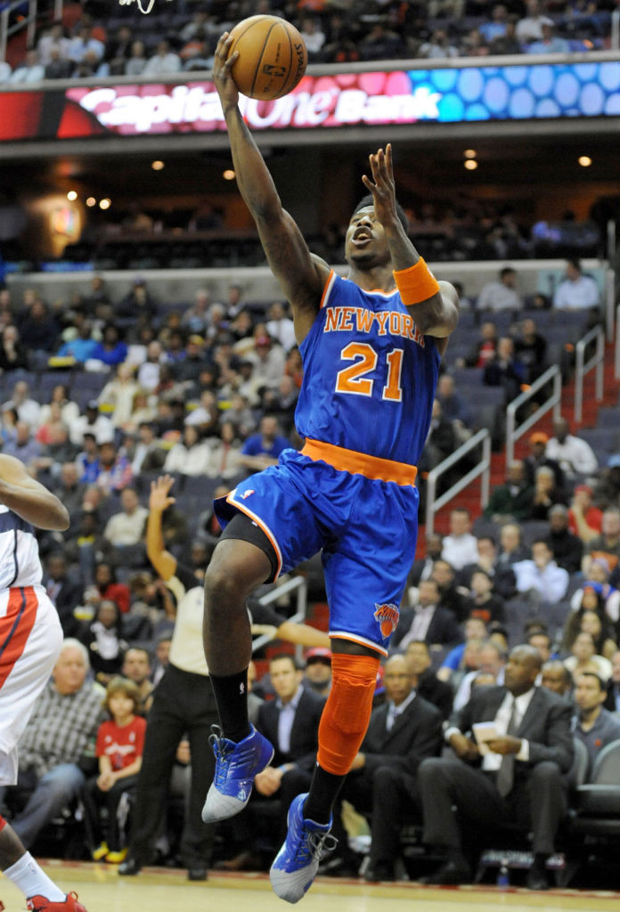 Iman Shumpert wearing adidas TMAC 1 Blue Grey