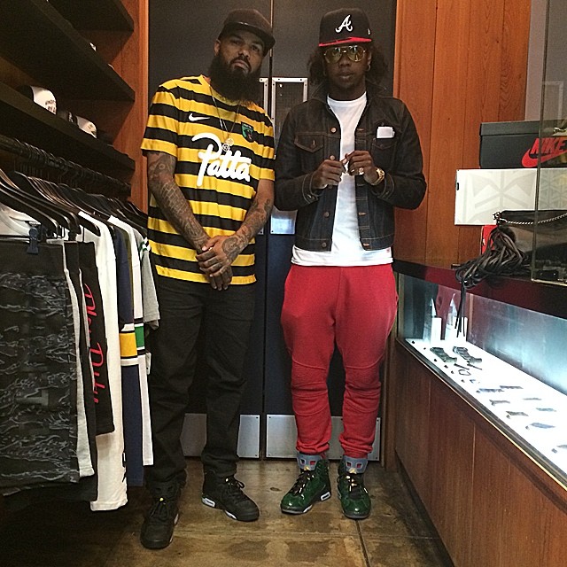 Trinidad James wearing Air Jordan VI 6 Champagne; Stalley wearing Air Jordan VI 6 Brazil