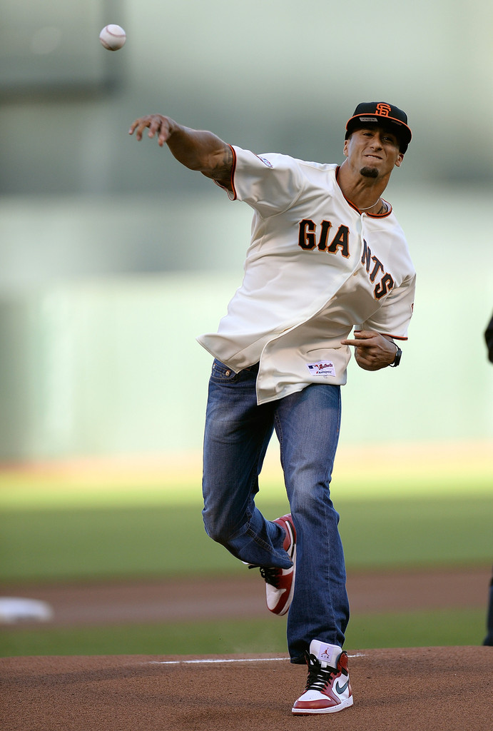 Colin Kaepernick Throws Out First Pitch 