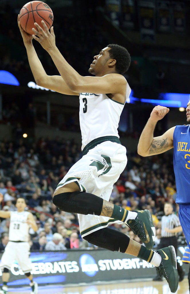 Alvin Ellis III wearing Nike KD VI 6 Michigan State PE