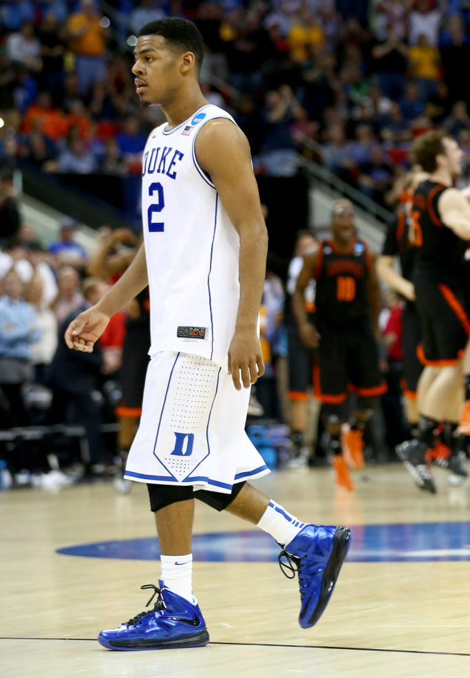 Quinn Cook wearing Nike LeBron X 10 Duke Blue Devils PE