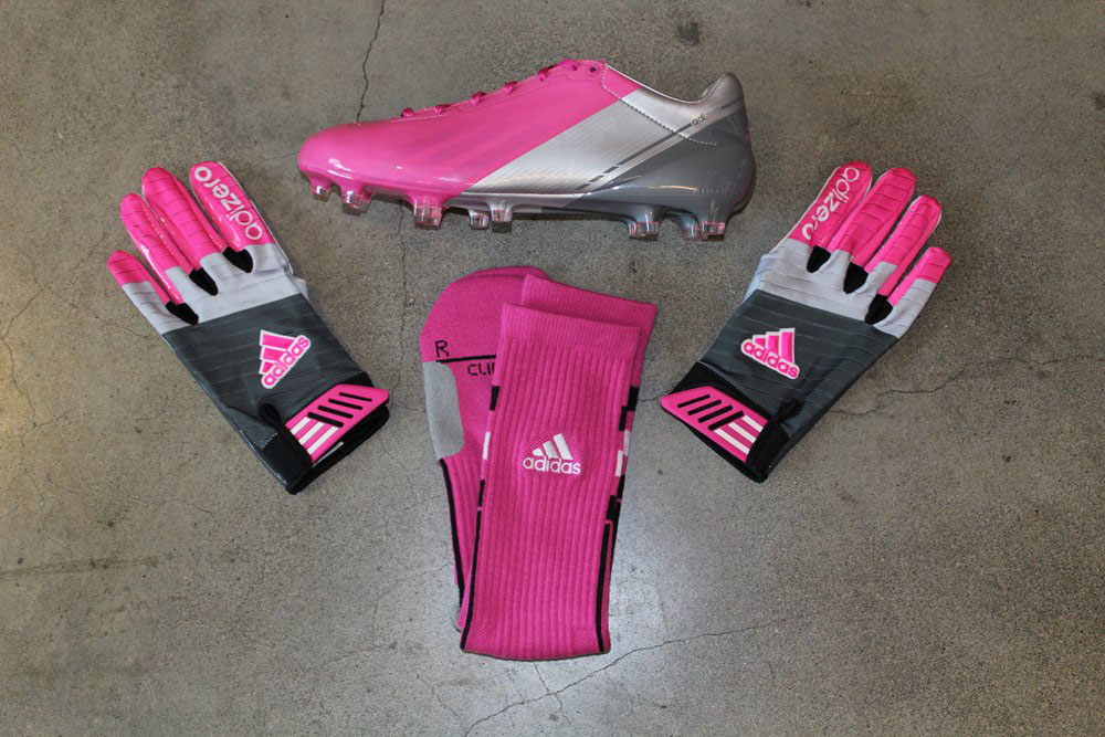 pink adidas football gloves