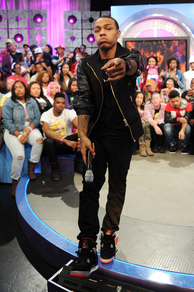 Bow Wow wearing Air Jordan IV 4 Black Cement Grey (1)