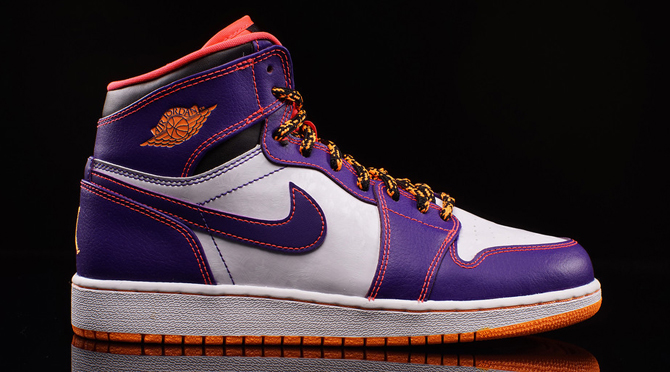 purple and orange jordan 1s