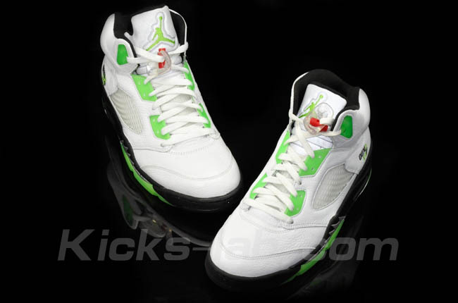 Air Jordan Retro 5 Quai 54 White Black Metallic Silver Radiant Green 467827-105