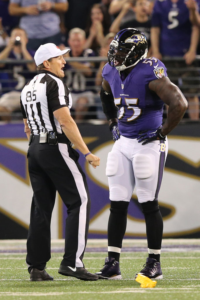 Terrell Suggs wearing Air Jordan XII 12 Ravens by Soles by Sir (2)