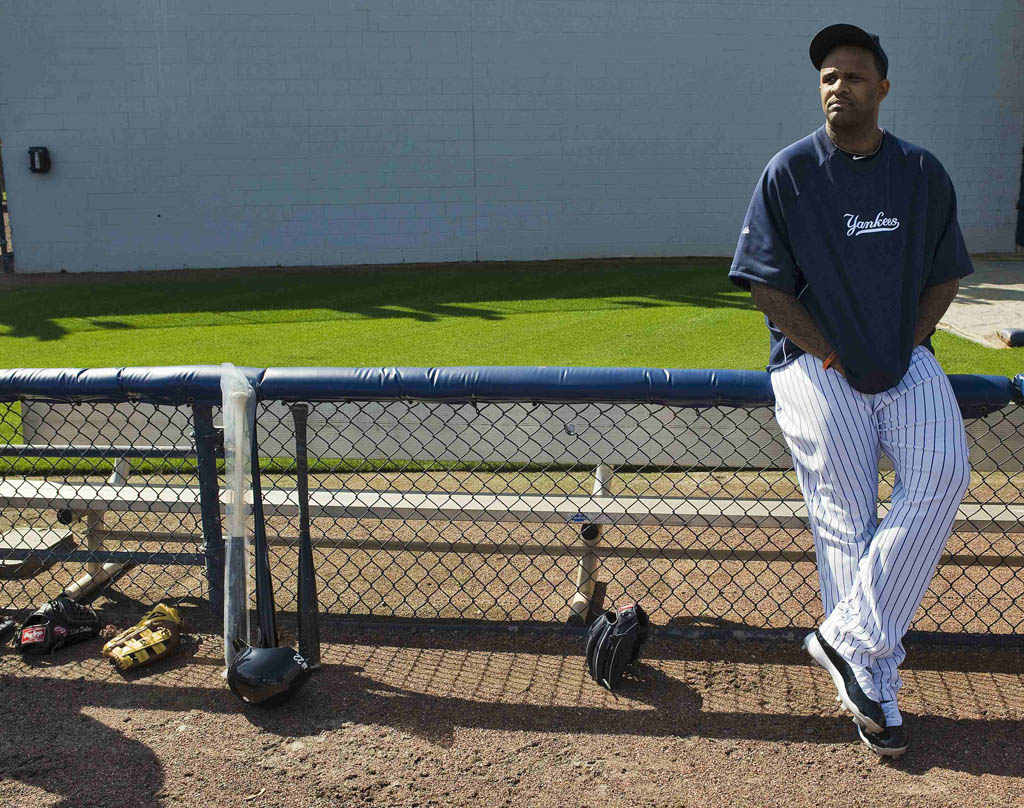 CC Sabathia wearing Air Jordan 11 XI Concord Cleats Shoes Spring Training (1)