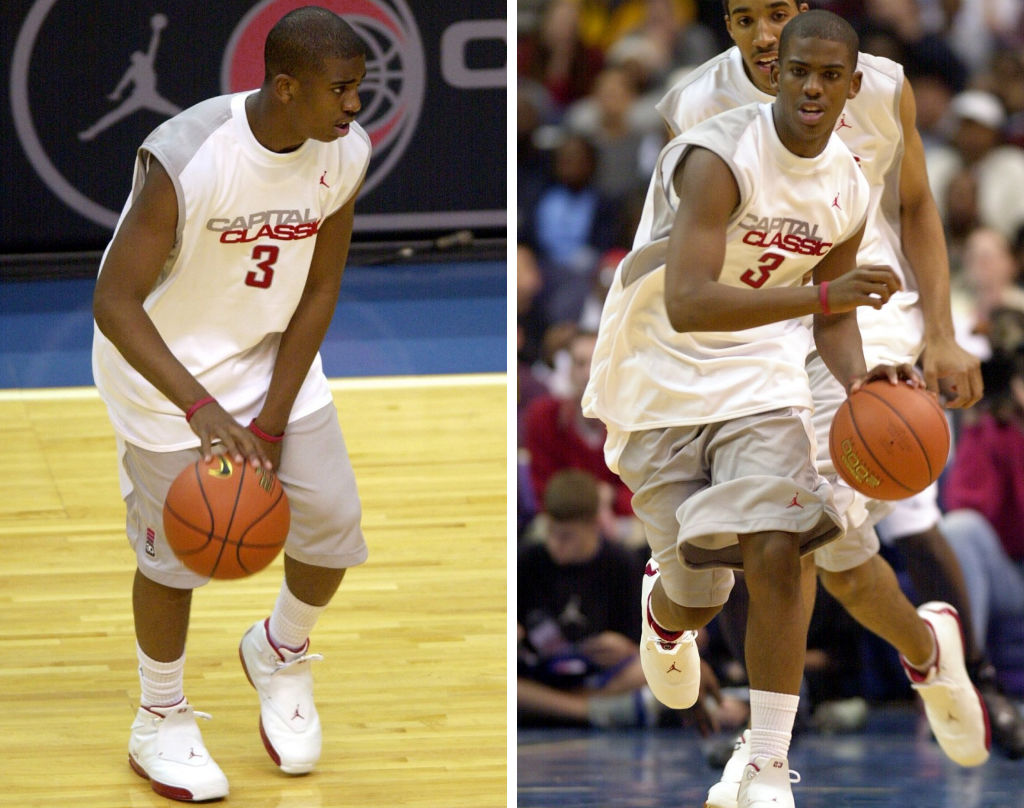 Chris Paul wearing Air Jordan XVIII 18 Silver in 2003 Jordan Brand Capital Classic