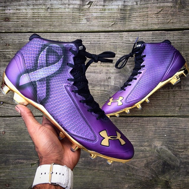 purple and white under armour cleats