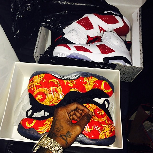 Soulja Boy Picks Up Air Jordan VI 6 Carmine & Nike Air Foamposite One Supreme Red