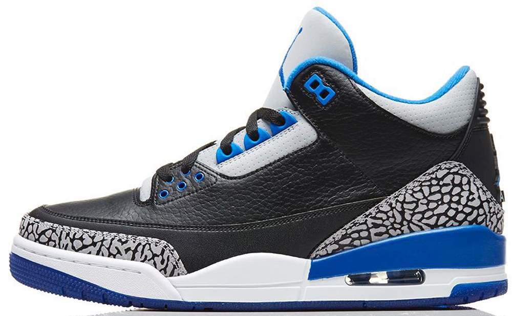 blue white and black jordan 3