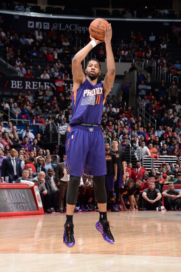 Markieff Morris wearing Nike Air Foamposite One Suns