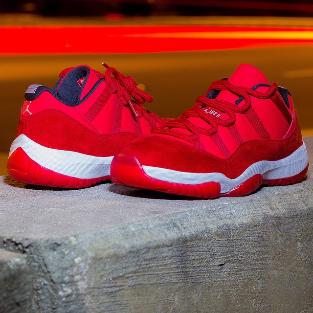 Jordan 11 sales suede red