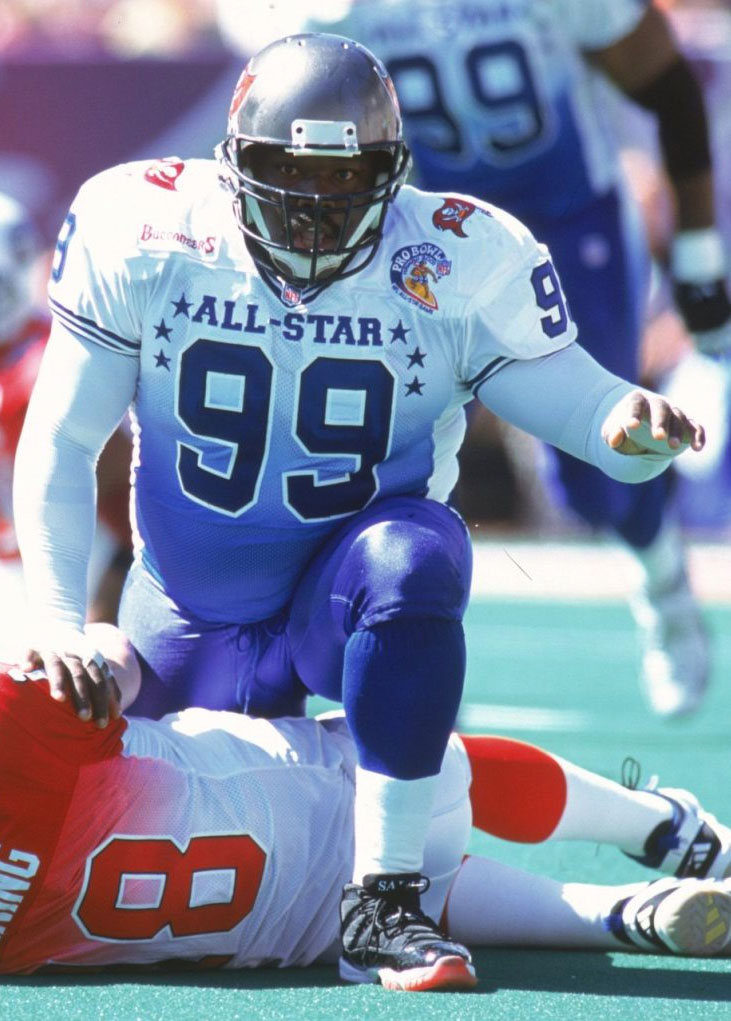 Warren Sapp wearing Air Jordan XI 11 PE (2001)