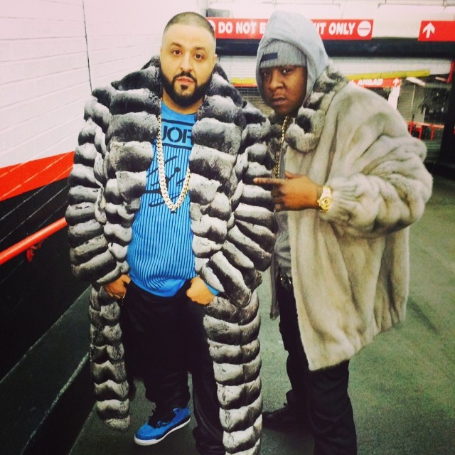 DJ Khaled wearing Air Jordan 3 Powder Blue