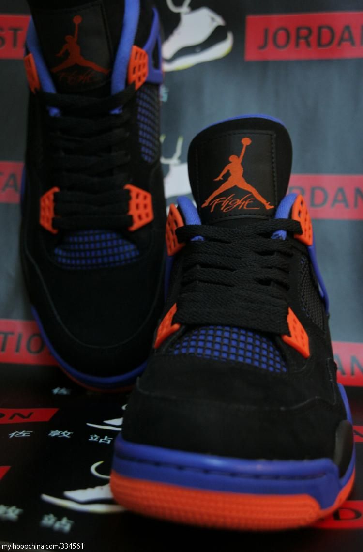Air Jordan 4 IV Cavs Knicks Shoes Black Orange Blaze Old Royal 308497-027 (15)