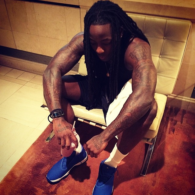 Ace Hood wearing Air Jordan Future Royal