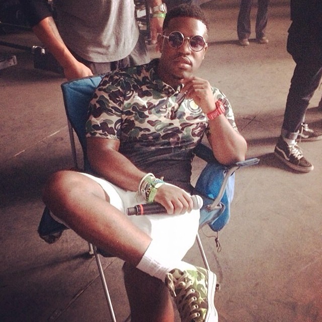 ASAP Ferg wearing A Bathing Ape Camo Canvas Ape Sta Low